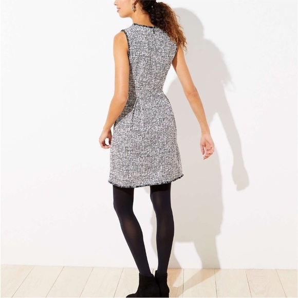 LOFT Shimmer Boucle Flare Dress - Picture 3 of 11